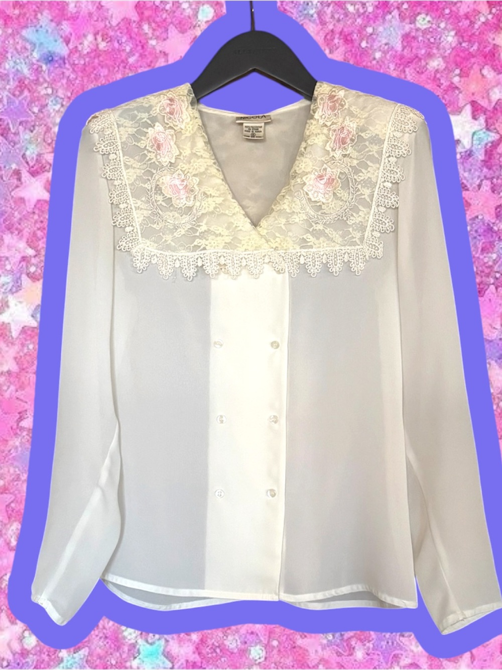 Nicola vintage 80s sailor lace blouse 6 90s shirt cache coquette Laura Ashley
